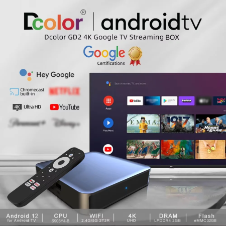 Google Certified Smart TV Box 2GB/32GB Android WIFI 4K