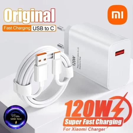 Xiaomi 120W USB Fast Charger Mobile Phone Charger Adapter QC 3.0 Quick Charging 6A USB Type C Cable For Samsung Xiaomi Huawei